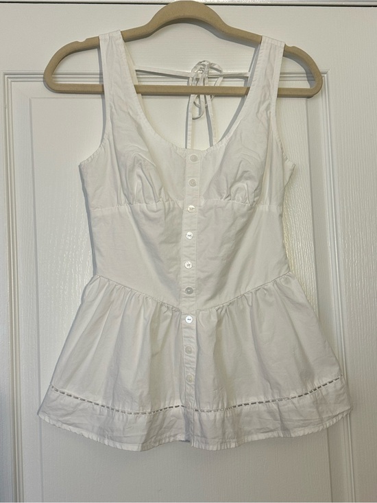En Saison Tops - Anthropologie En Saison Britany White Peplum Cotton Blend Smocked Top Small